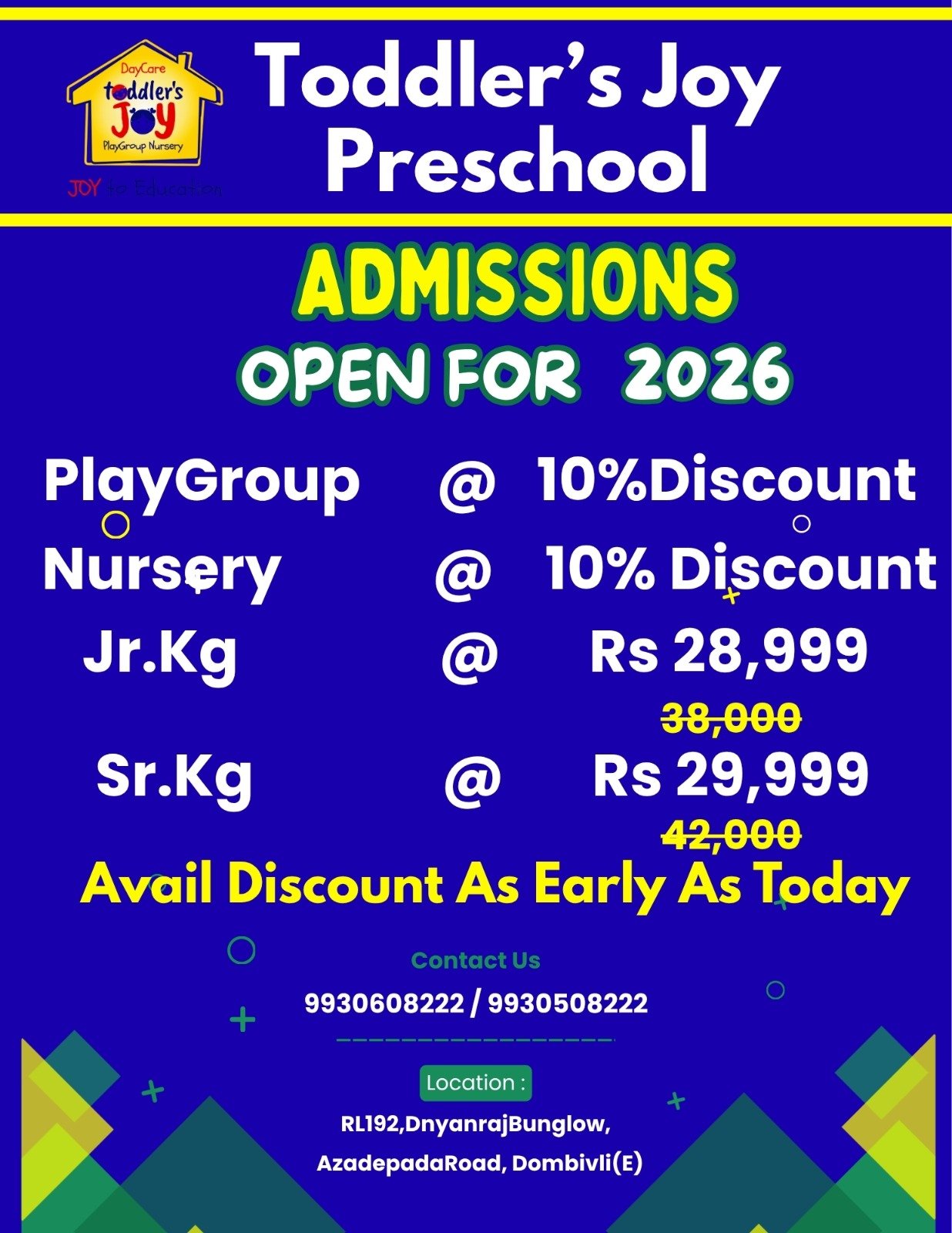 Toddler's Joy Preschool – Admissions 2026 Open